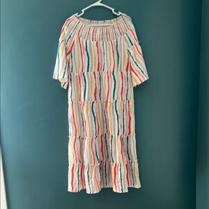 Sunday Up Multi-colored, tiered Midi Dress